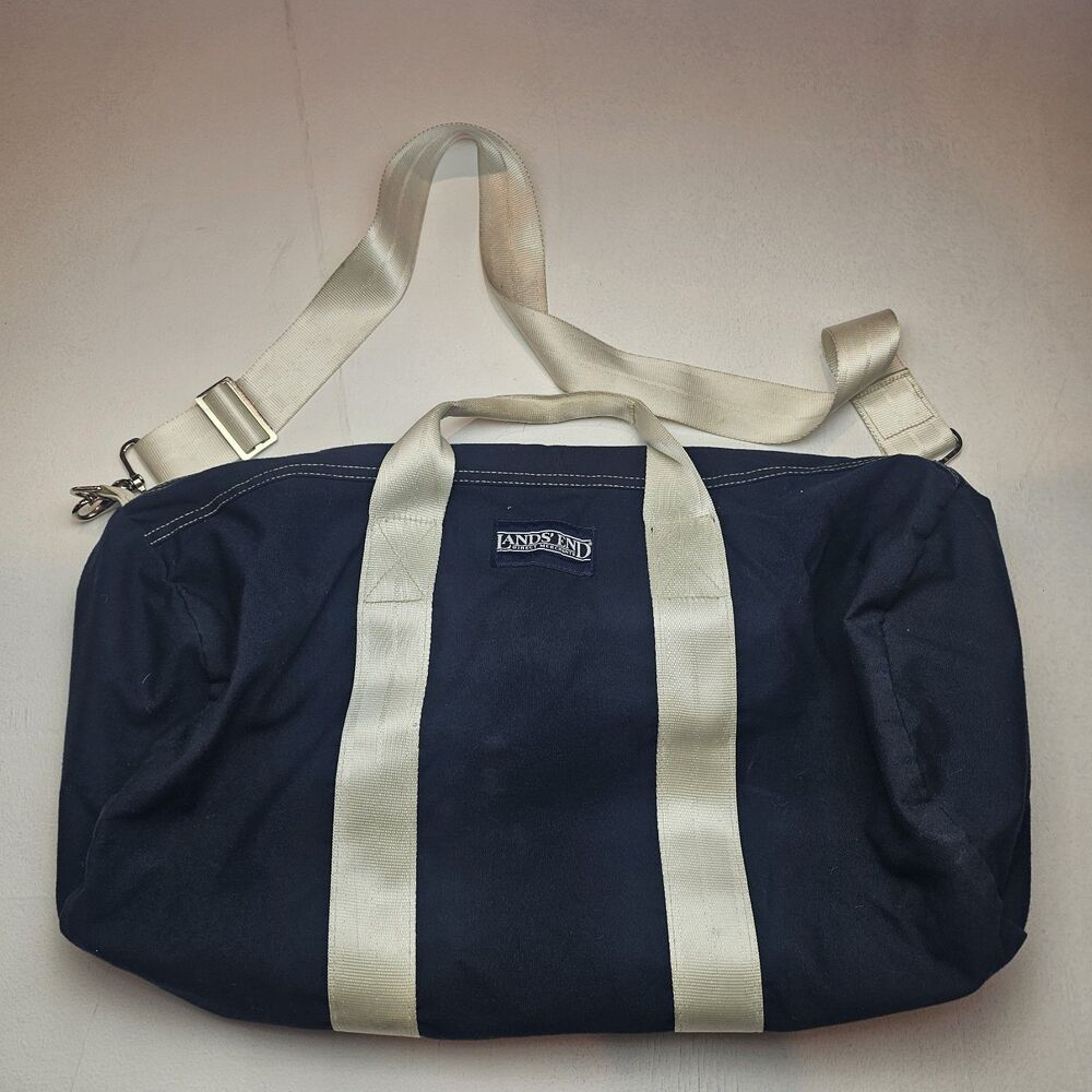 Vintage Lands End Direct Merchants navy Duffel Bag 1990s